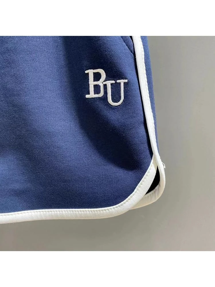 Colorblock Patchwork Slit Pocket Short Pants - Image 3