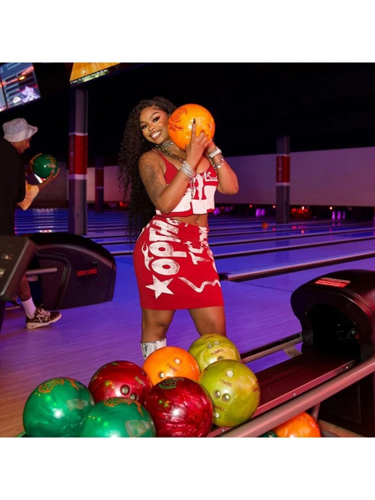 Letter High Rise Backless Skirt Sets - Image 3