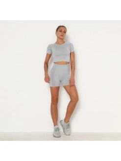 Hollow Out Crewneck Knitting Yoga Sets