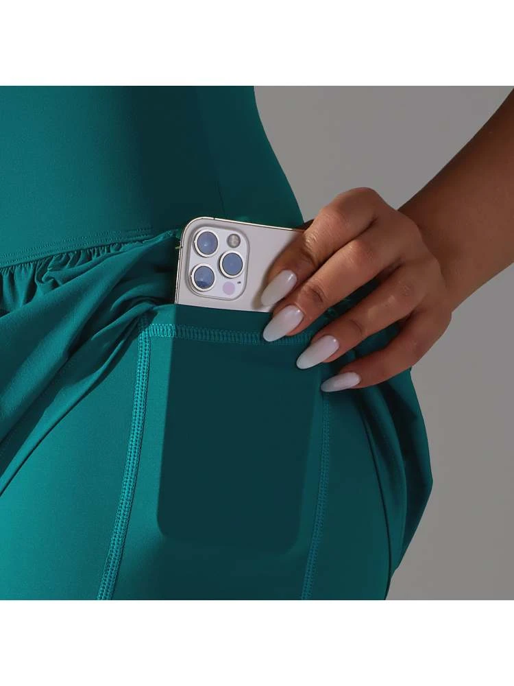 Patchwork Solid Color Zipper Short Pants - Image 5