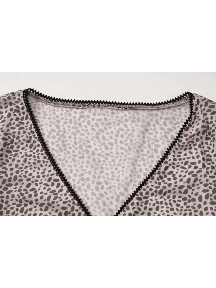 Print Tie-wrap Long Sleeve Skirt Sets - Image 20