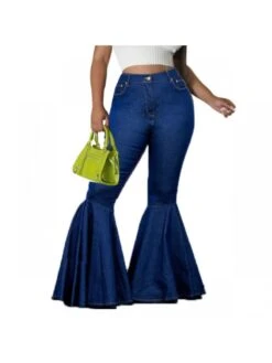 Denim Patchwork Fitted Flared Jeans