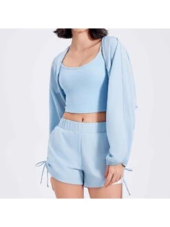 Drawstring Long Sleeve Loose Tank