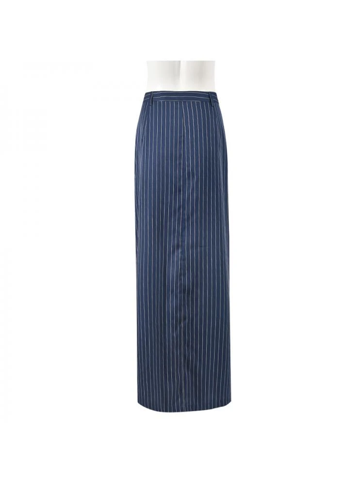Woven Striped Split Hem Skirts - Image 7