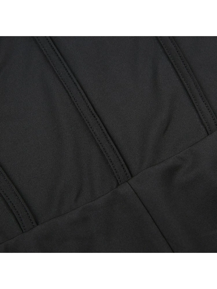 Patchwork Square Neck Backless Rompers - Image 19