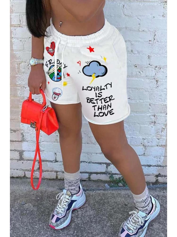 Cartoon Graffiti Pattern Loose Shorts