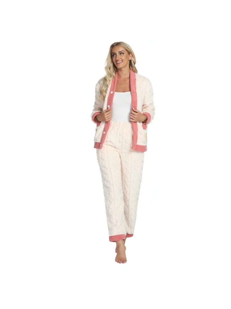 Colorblock Long Sleeve Single Breasted Cardigan Pajamas Sets - Image 3