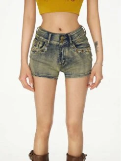 Solid Color High Rise Skinny Shorts