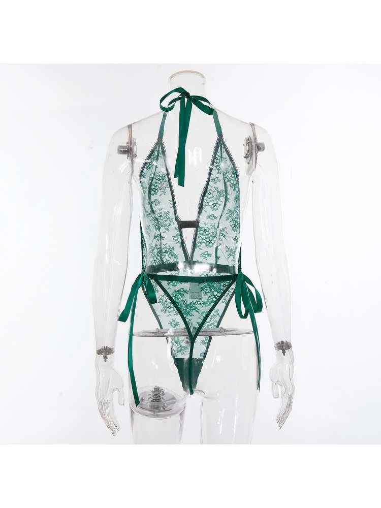 Lace Up Halter Neck Backless Sexual Bodysuit - Image 6