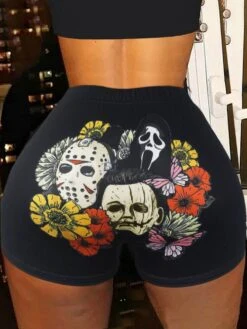 Print High Rise Bodycon Shorts