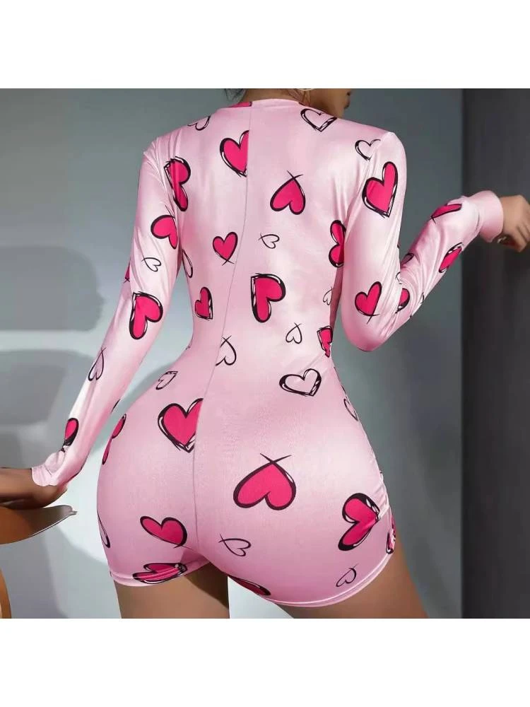 Heart Print Long Sleeve Pajamas - Image 2