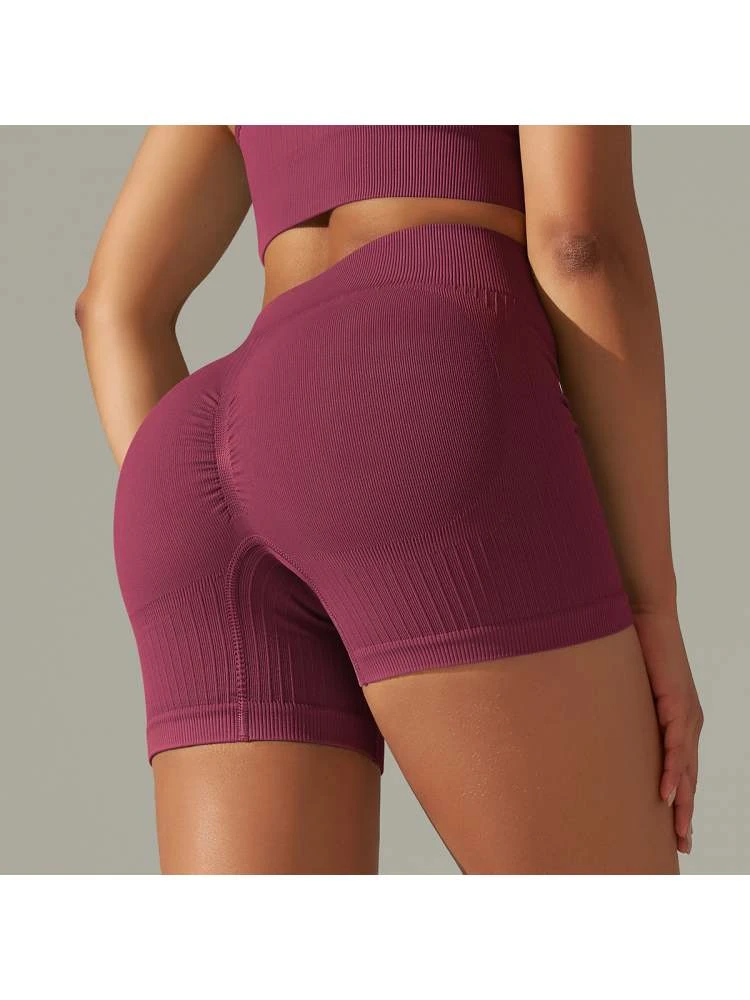 Solid Color Knitting High Rise Short Pants