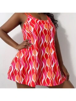 Colorblock Square Neck Loose Bikinis