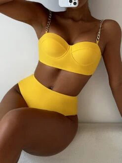 Patchwork Square Neck Bodycon Bikinis