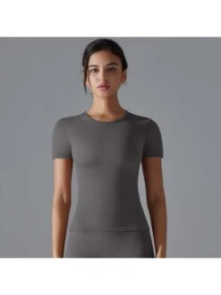 Solid Color Round Neck Skinny Top