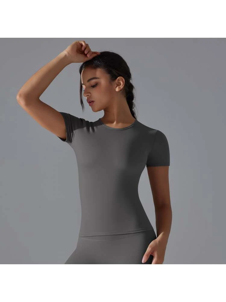 Solid Color Round Neck Skinny Top - Image 5