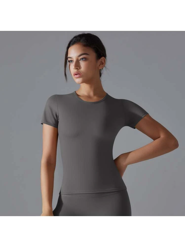 Solid Color Round Neck Skinny Top - Image 6