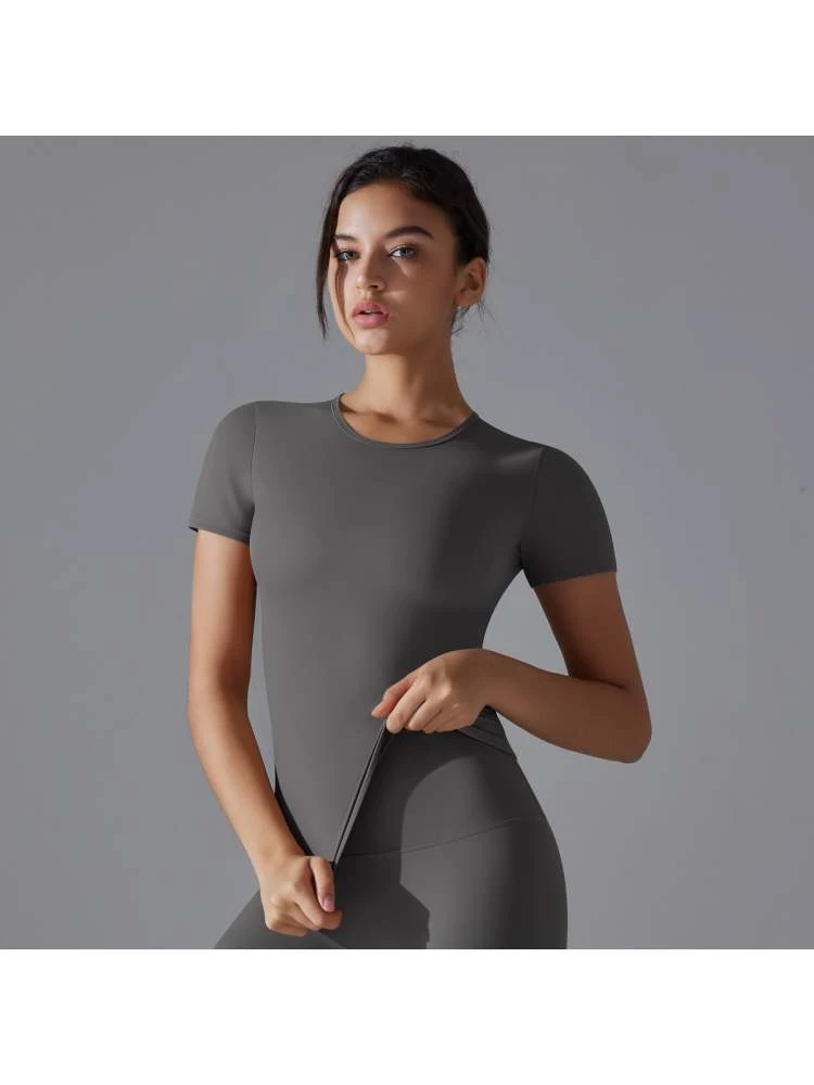 Solid Color Round Neck Skinny Top - Image 7