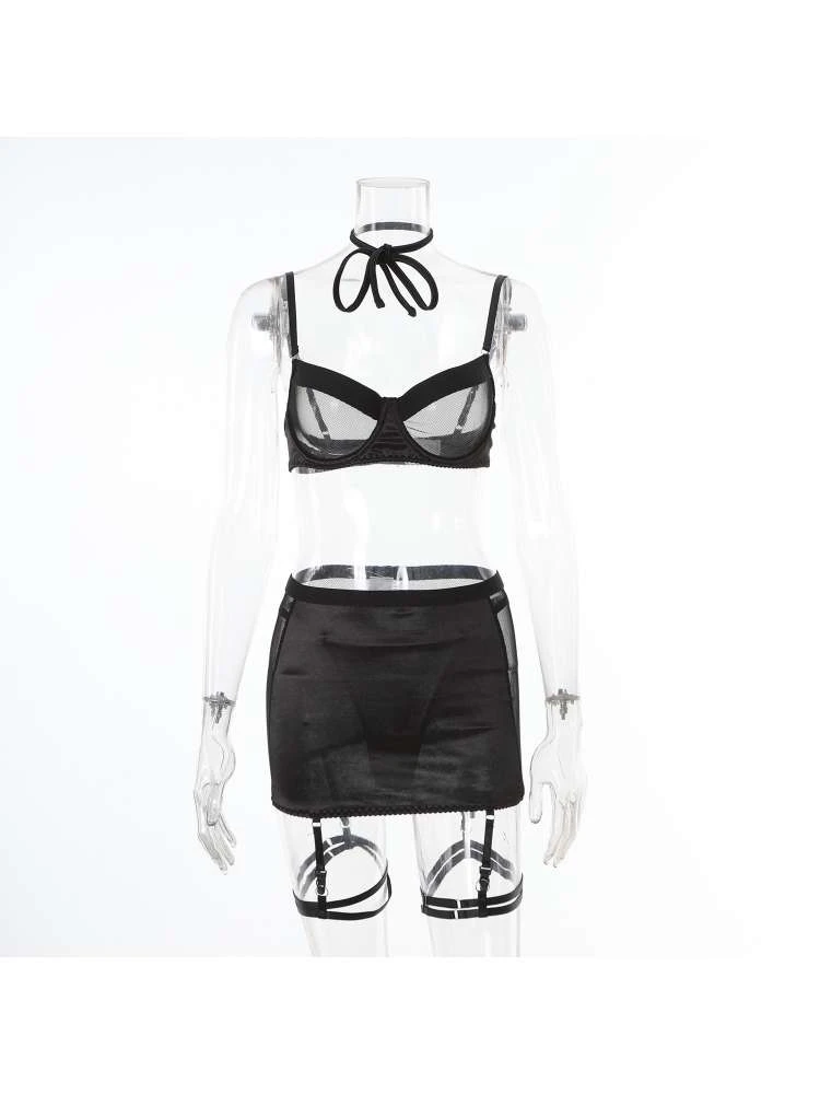 See Through High Rise Backless Sexual 3PC Sets - Image 8