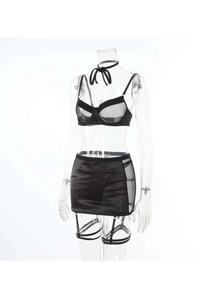 See Through High Rise Backless Sexual 3PC Sets - Image 10