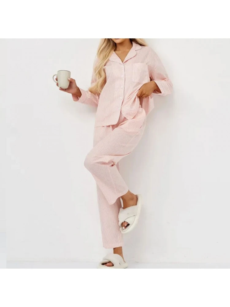 Colorblock Striped Buckle Pajamas Pant Sets