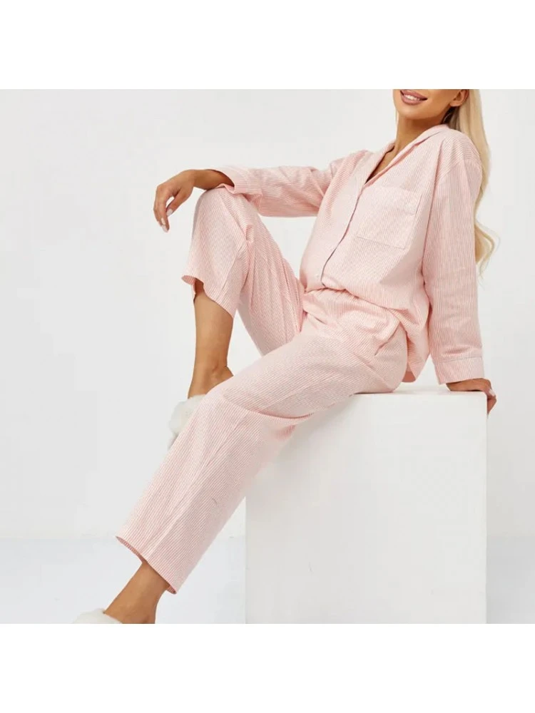 Colorblock Striped Buckle Pajamas Pant Sets - Image 2