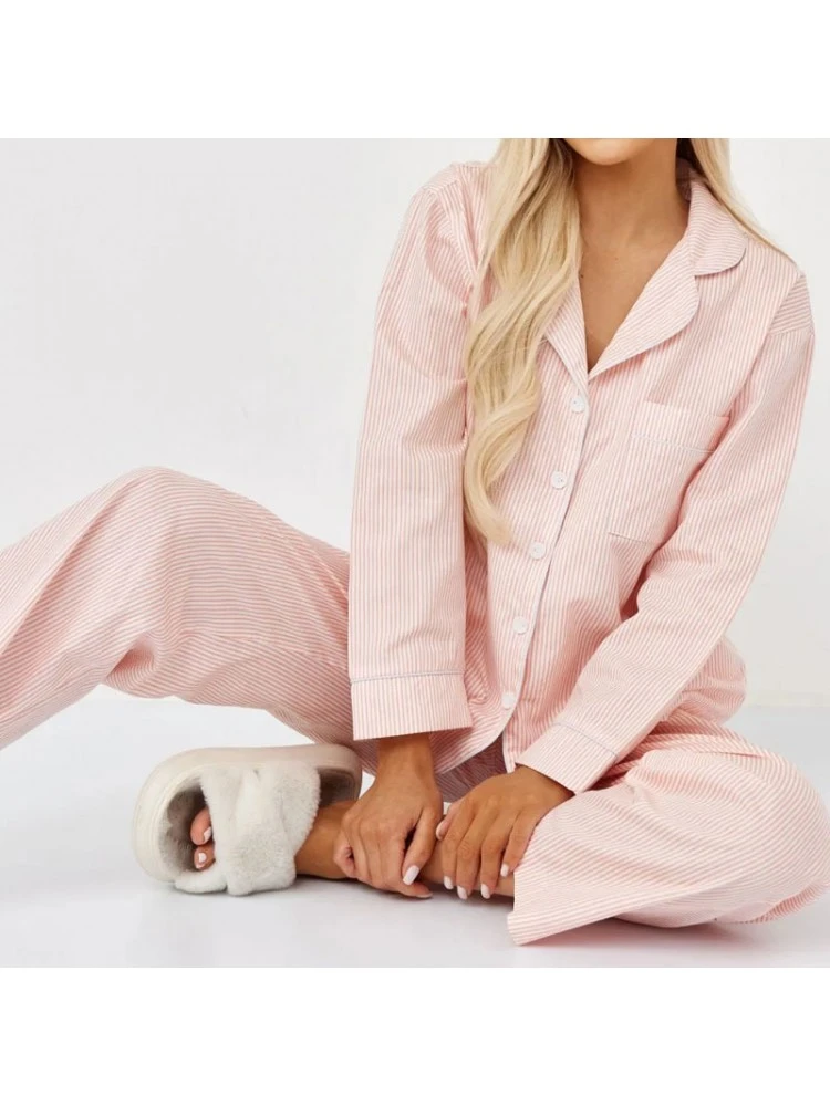 Colorblock Striped Buckle Pajamas Pant Sets - Image 3