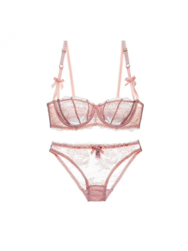 Bow Spaghetti Straps Lace Bra Sets - Image 3