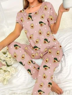 Crewneck Long Sleeve High Rise Pajamas Pants Sets