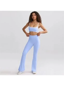 Solid Color High Rise Skinny Yoga Sets