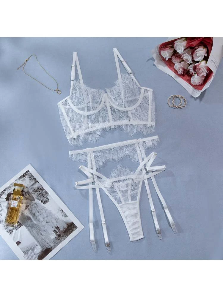 Fishbone Lacework See Through Bra Sets - Image 10