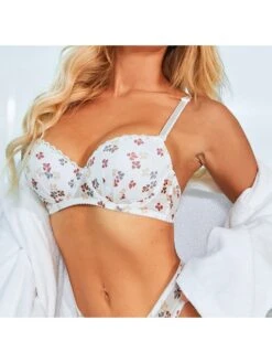 Disty Floral Printing Spaghetti Straps Backless Bra