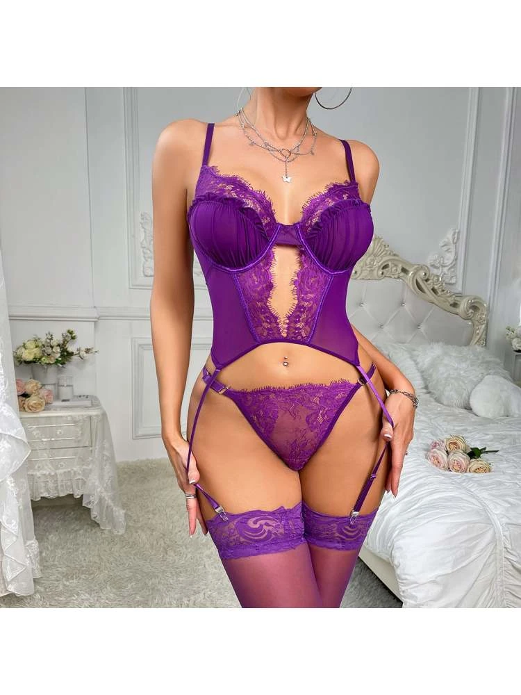 Fishbone Hollow Lacework Out Bra Sets