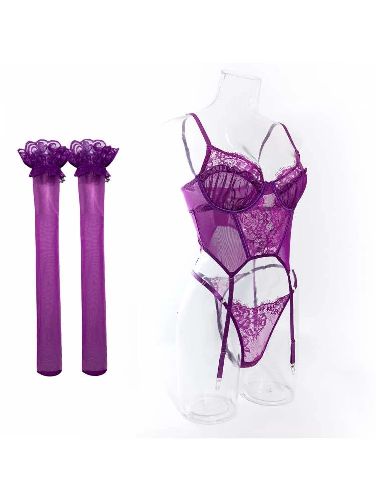 Fishbone Hollow Lacework Out Bra Sets - Image 8