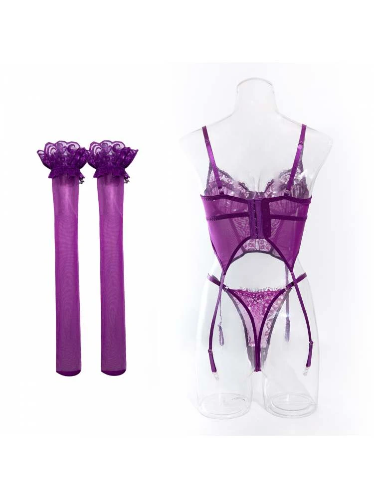 Fishbone Hollow Lacework Out Bra Sets - Image 9