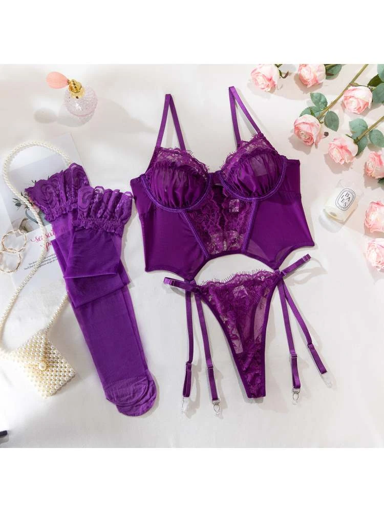 Fishbone Hollow Lacework Out Bra Sets - Image 10