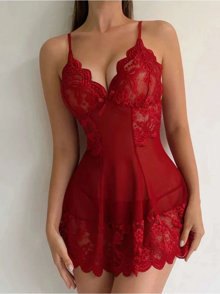 Embroidery See Through Sexy Dress Pajamas - Image 3