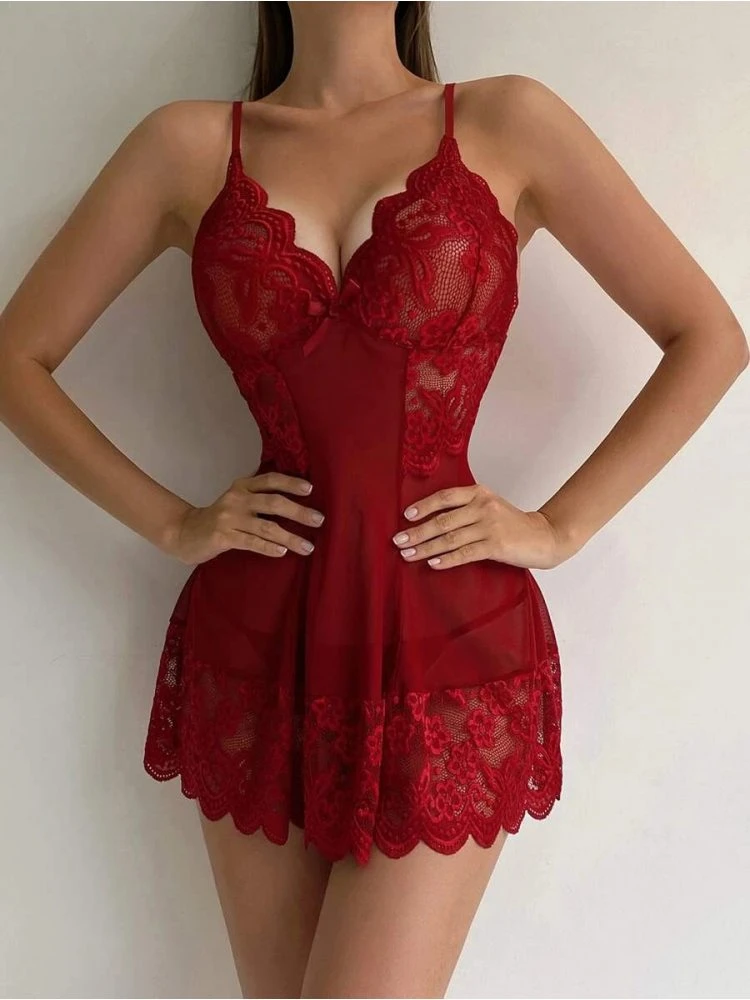 Embroidery See Through Sexy Dress Pajamas - Image 4