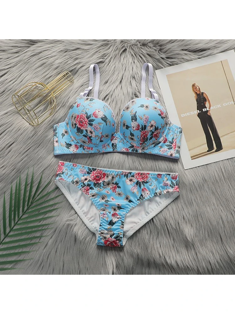 Spaghetti Straps Cotton Buckle Bra Sets - Image 2