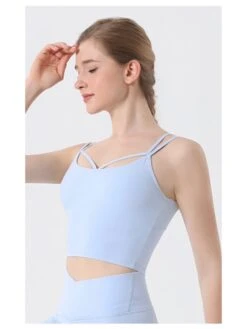 Hollow-out Spaghetti Straps Cropped Sporty Top