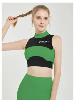 Colorblock Highneck Sleeveless Cropped Tank