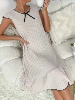 Crewneck Sleeveless Straight Pajamas Dress