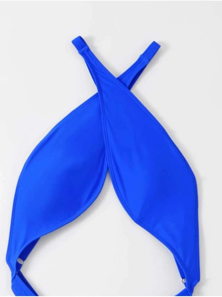 Solid Color Hollow-out Backless Wrap One-Pieces - Image 5