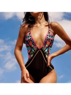 Disty Floral Printing Sleeveless Fitted One-Pieces