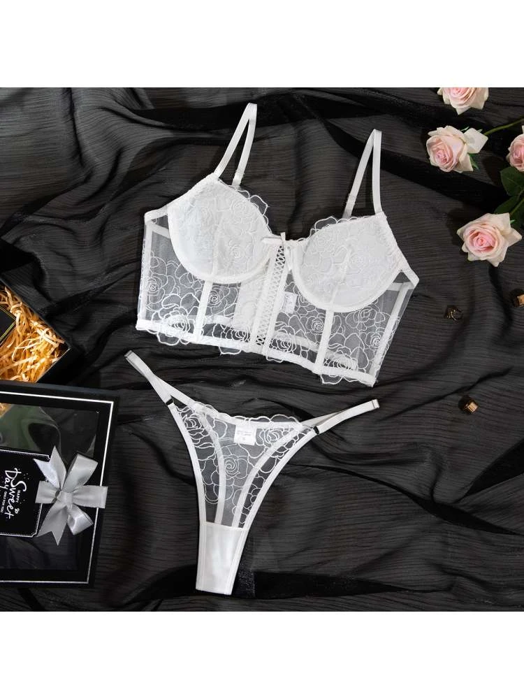 Bow Embroidery Lacework Bra Sets - Image 10