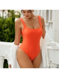 Solid Color Sleeveless Backless One-Pieces