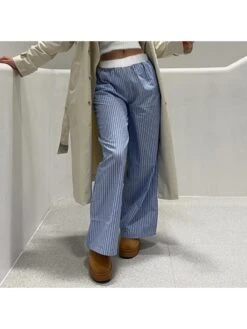 Striped High Rise Straight Pants