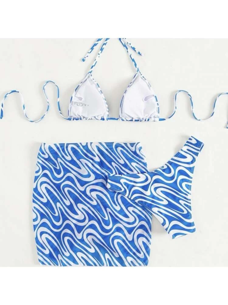 Halter Ruched Lace-Up Bikinis - Image 10