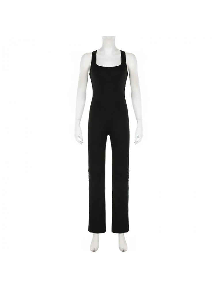 Patchwork Hollow-out Flared Jumpsuits - Image 15