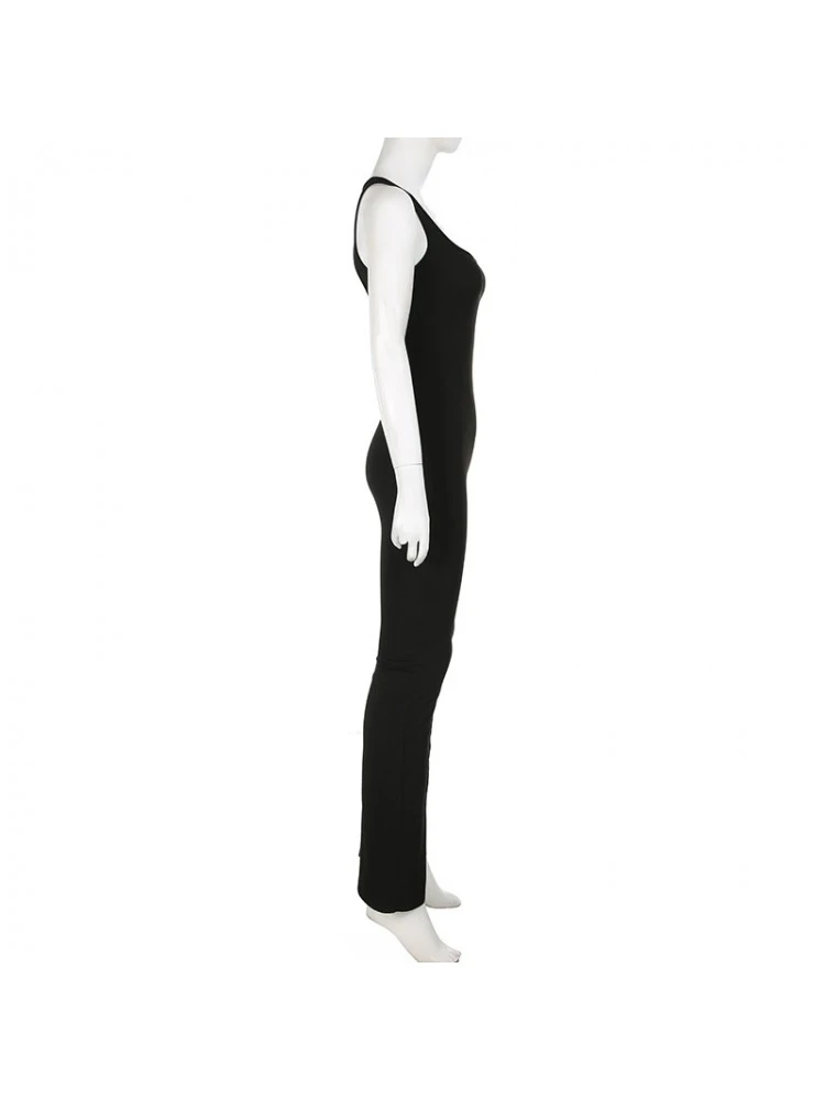 Patchwork Hollow-out Flared Jumpsuits - Image 17